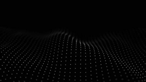 Wave Een Golf Van Deeltjes Abstract Zwarte Geometrische Achtergrond Visualisatie — Stockfoto