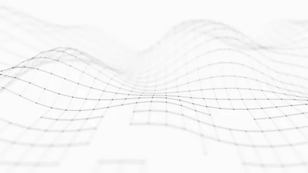 浪3D 粒子的波涛未来主义的波尖 海报的设计 技术背景 3D渲染 — 图库照片