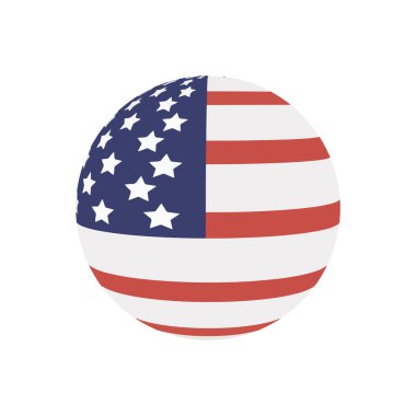 ABD bayrağının yuvarlak simgesi. Amerikan Bayrağı kağıt tasarımı. Vektör illüstrasyonu.