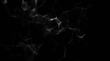 Soyut siyah dijital arkaplan. Büyük veri görselleştirmesi. Bilim geçmişi. Çizgiler pleksus.