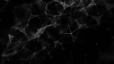 Soyut siyah dijital arkaplan. Büyük veri görselleştirmesi. Bilim geçmişi. Çizgiler pleksus.
