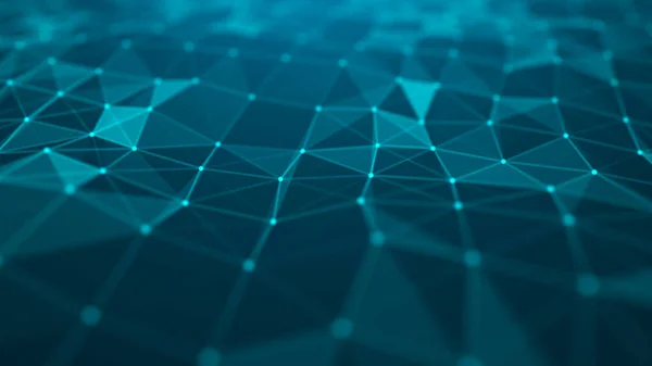 Welle Von Teilchen Abstrakter Blauer Technologiehintergrund Wissenschaftlicher Hintergrund Netzwerkverbindungsstruktur Darstellung — Stockfoto