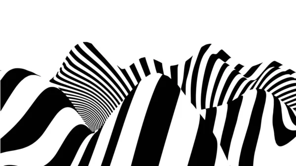 Onda Ilusión Óptica Ilusiones Abstractas Blanco Negro Patrón Líneas Horizontales — Vector de stock