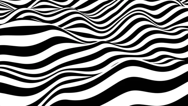 Optical Illusion Wave Abstract Black White Illusions Horizontal Lines Stripes — Stock Vector