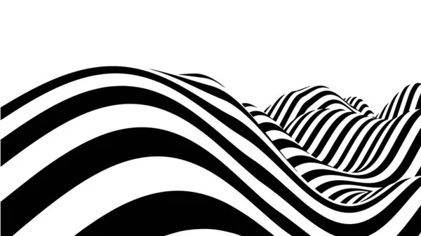 Optical Illusion Wave Abstract Black White Illusions Horizontal Lines Stripes — Stock Vector