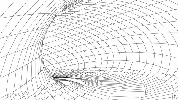 Tunnel Filaire Numérique Grille Tunnel Cybertechnologie Réseau Surréalisme Image Vectorielle — Image vectorielle