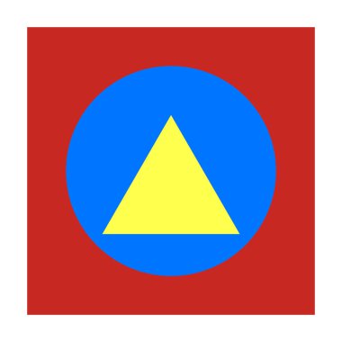 Birincil renk daireleri, mavi, kırmızı ve sarı. Geometrik şekiller arka plan. Üç farklı renk..