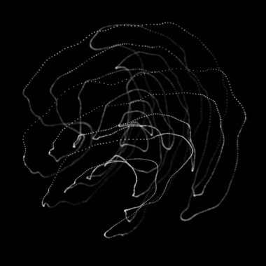 Soyut siyah 3D küre. Logo tasarımını büken parlak çizgiler. Dış uzay nesnesi. Gelecekçi teknoloji tarzı. Küre parçacıkları. 3d oluşturma.