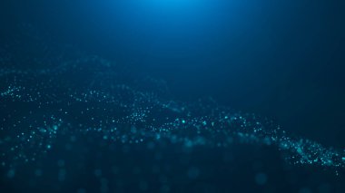 3 boyutlu dalga. Soyut Mavi Geometrik Arkaplan. Büyük veri görselleştirmesi. Veri teknolojisi soyut gelecek çizimi. 3d oluşturma.