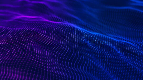 Wave Particles Abstract Blue Geometric Background Big Data Visualization Data — Stock Photo, Image