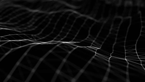 Волна Частиц Абстрактный Черный Геометрический Фон Большая Визуализация Данных Абстрактная — стоковое фото