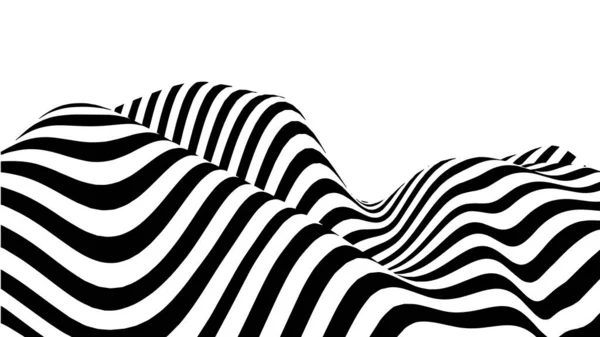 Onda Ilusión Óptica Ilusiones Abstractas Blanco Negro Patrón Líneas Horizontales — Vector de stock