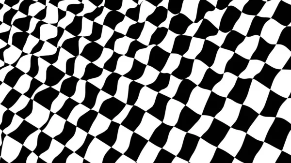 Tablero Olas Ajedrez Ilusiones Abstractas Blanco Negro Patrón Rayas Líneas — Vector de stock