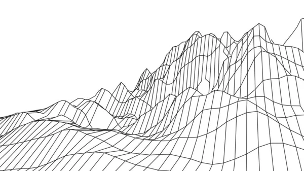 Wireframe Βουνά Τοπίο Καλώδιο Τοπίου Wireframe Εικονογράφηση Διανύσματος — Διανυσματικό Αρχείο