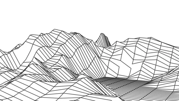 Wireframe Landschaft Berge Drahtgestell Landschaftdraht Vektorillustration — Stockvektor