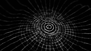 Üç boyutlu siyah soyut arkaplan. Dinamik dalgalı soyut bir arkaplan. Büyük veri görselleştirmesi. 3d oluşturma.