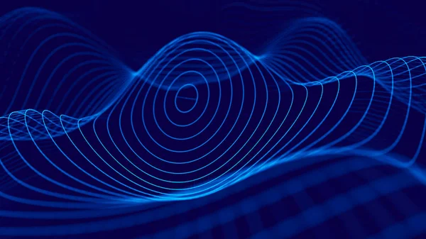 Синій Сяючий Абстрактний Фон Абстрактний Фон Динамічною Хвилею Велика Візуалізація — стокове фото