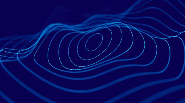 3D blue glowing abstract background. Abstract background with a dynamic wave. Big data visualization. 3d rendering.