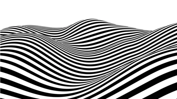 Optical Illusion Wave Abstract Black White Illusions Vector Illustration — Stock Vector