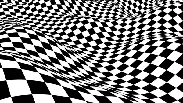 Onda Ilusión Óptica Tablero Olas Ajedrez Ilusiones Abstractas Blanco Negro — Vector de stock
