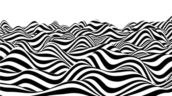 Onda Ilusión Óptica Ilusiones Abstractas Blanco Negro Ilustración Vectorial — Archivo Imágenes Vectoriales