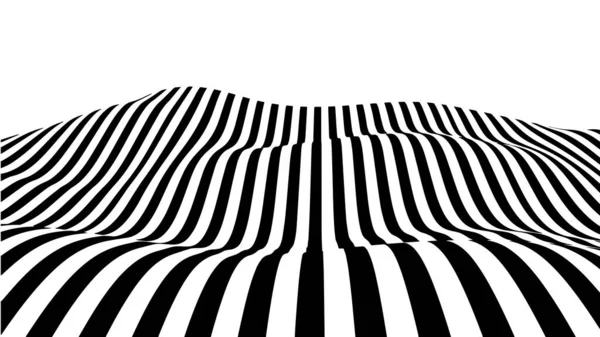 Onda Ilusión Óptica Ilusiones Abstractas Blanco Negro Ilustración Vectorial — Vector de stock