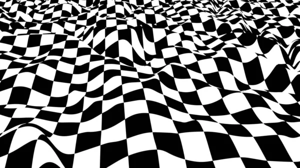 Onda Ilusión Óptica Tablero Olas Ajedrez Ilusiones Abstractas Blanco Negro — Vector de stock