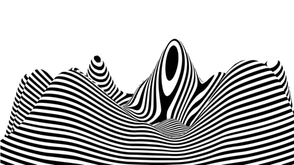 Optical Illusion Wave Abstract Black White Illusions Vector Illustration — Stock Vector