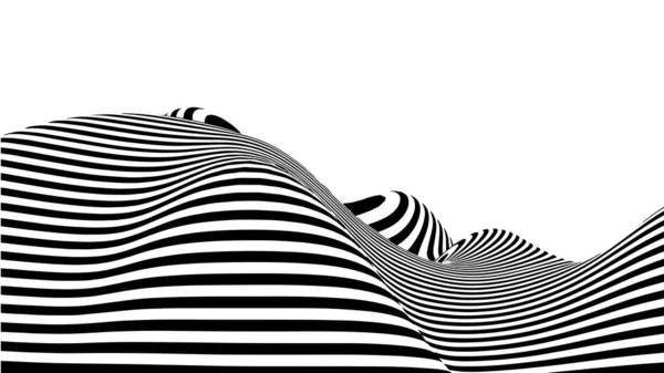Onda Ilusión Óptica Ilusiones Abstractas Blanco Negro Ilustración Vectorial — Archivo Imágenes Vectoriales