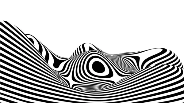 Optical Illusion Wave Abstract Black White Illusions Vector Illustration — Stock Vector