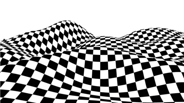 Onda Ilusión Óptica Tablero Olas Ajedrez Ilusiones Abstractas Blanco Negro — Vector de stock