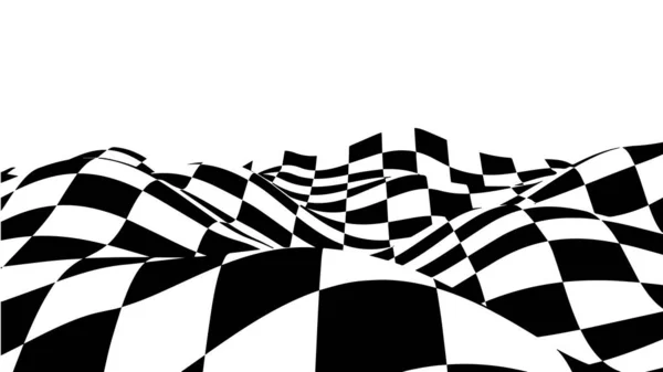 Optical Illusion Wave Chess Waves Board Abstract Black White Illusions — 스톡 벡터