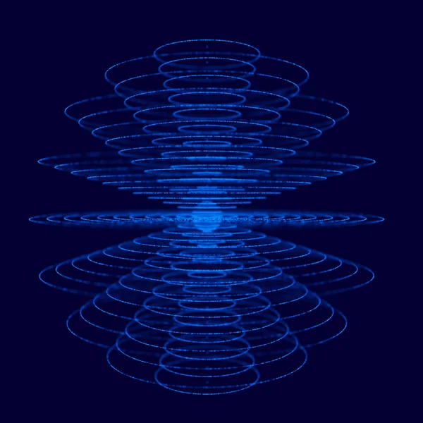 Sphère Bleu Abstrait Faite Points Style Technologique Futuriste Des Particules — Photo