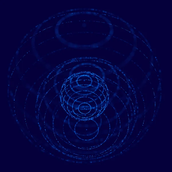 Αφηρημένη Μπλε Σφαίρα Κατασκευασμένα Από Σημεία Φουτουριστικό Στυλ Τεχνολογίας Σωματίδια — Φωτογραφία Αρχείου