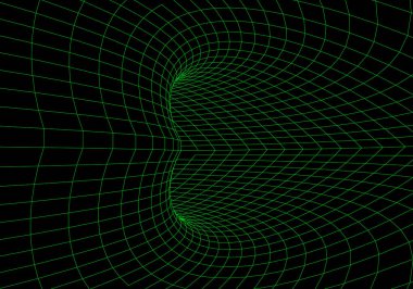 Üç boyutlu tünel. Tünel ya da solucan deliği. Şebeke dokusu. 3B vektör illüstrasyon tüneli.