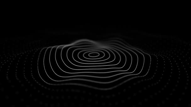 波の3D 。粒子の波。3D輝く抽象的なデジタル粒子の背景。データ技術のイラスト。ビッグデータ可視化。3Dレンダリング。シームレスなループ. — ストック動画