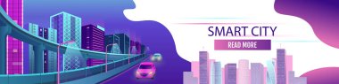İnternet sitesi ve mobil web sitesi için parlak şehir manzarası. Vektör illüstrasyonu.