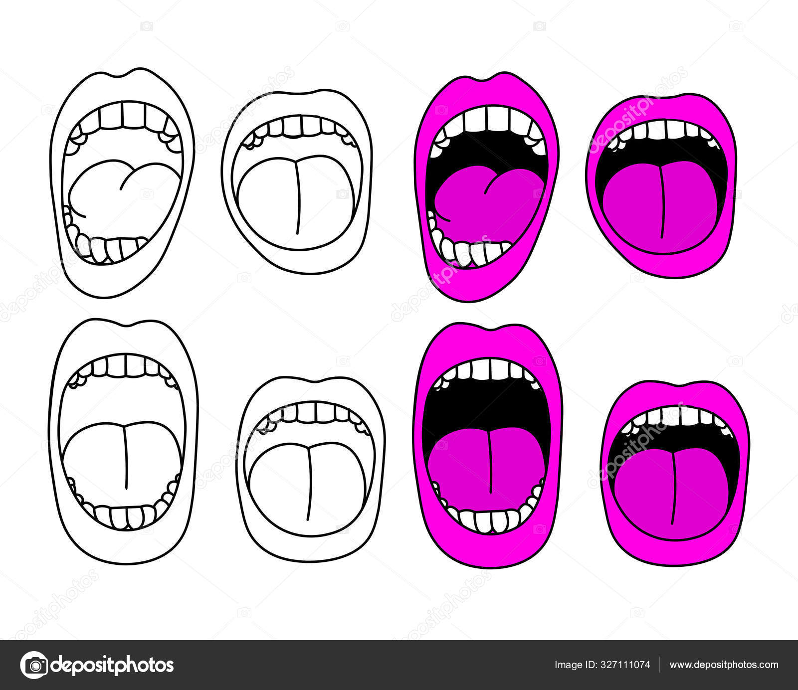 Set Cartoon Screaming Mouths Vector Illustration Stock Vector Image by  ©Yucalora #327111074