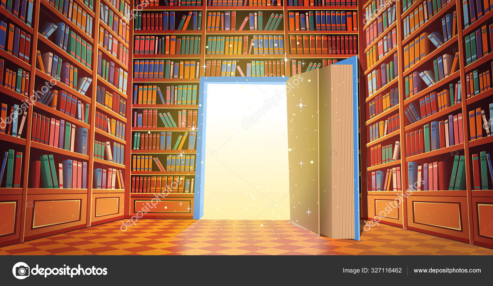 Library Book Shelves Cartoon Vector Illustration Stock Vector Image by  ©Yucalora #327116462