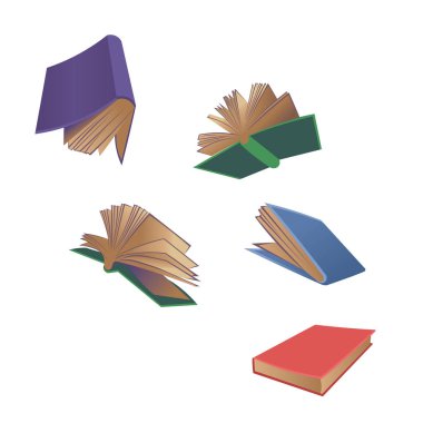 Books flying cartoon vector illustration clipart