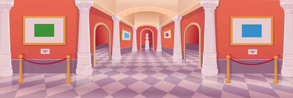 Musée Hall Galerie Art Vectoriel Dessin Animé Intérieur — Image vectorielle