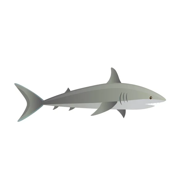 Tubarão Dos Desenhos Animados Sobre Fundo Branco Ilustração Vetorial —  Vetores de Stock