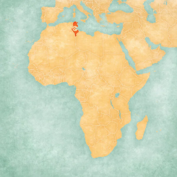 Mapa da África - Tunísia — Fotografia de Stock