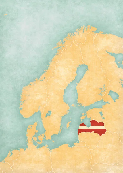 Kaart van Scandinavië - Letland — Stockfoto