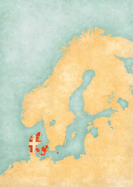 Skandinávia - Dánia térképén — Stock Fotó