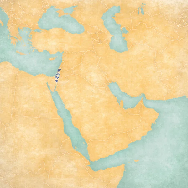 中东-以色列与西岸和加沙地带地图 — 图库照片