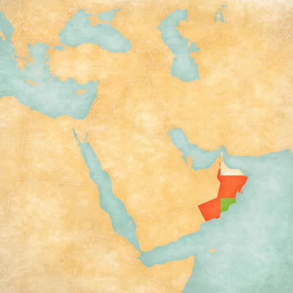 Mapa Blízkého východu - Omán — Stock fotografie