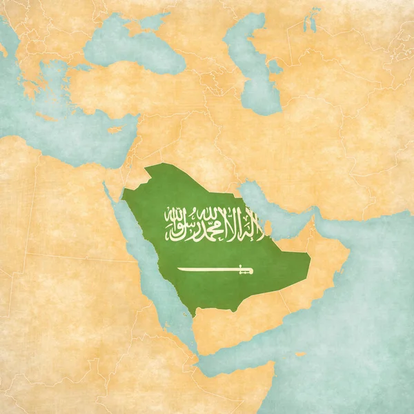중동-사우디 아라비아의 지도 — 스톡 사진