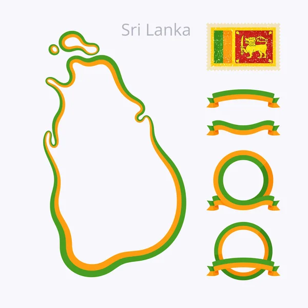 Шри-Ланка - Карта набросков и ленты — стоковый вектор