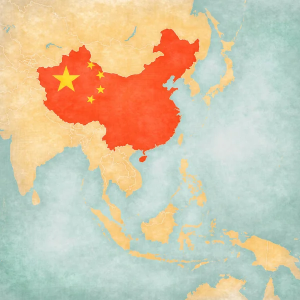 Karta över östra Asien - Kina — Stockfoto